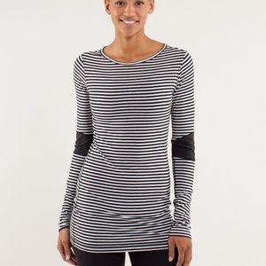 Lululemon Devotion Long Sleeve Tee 8 Classic Stripe Black White/Heathere…